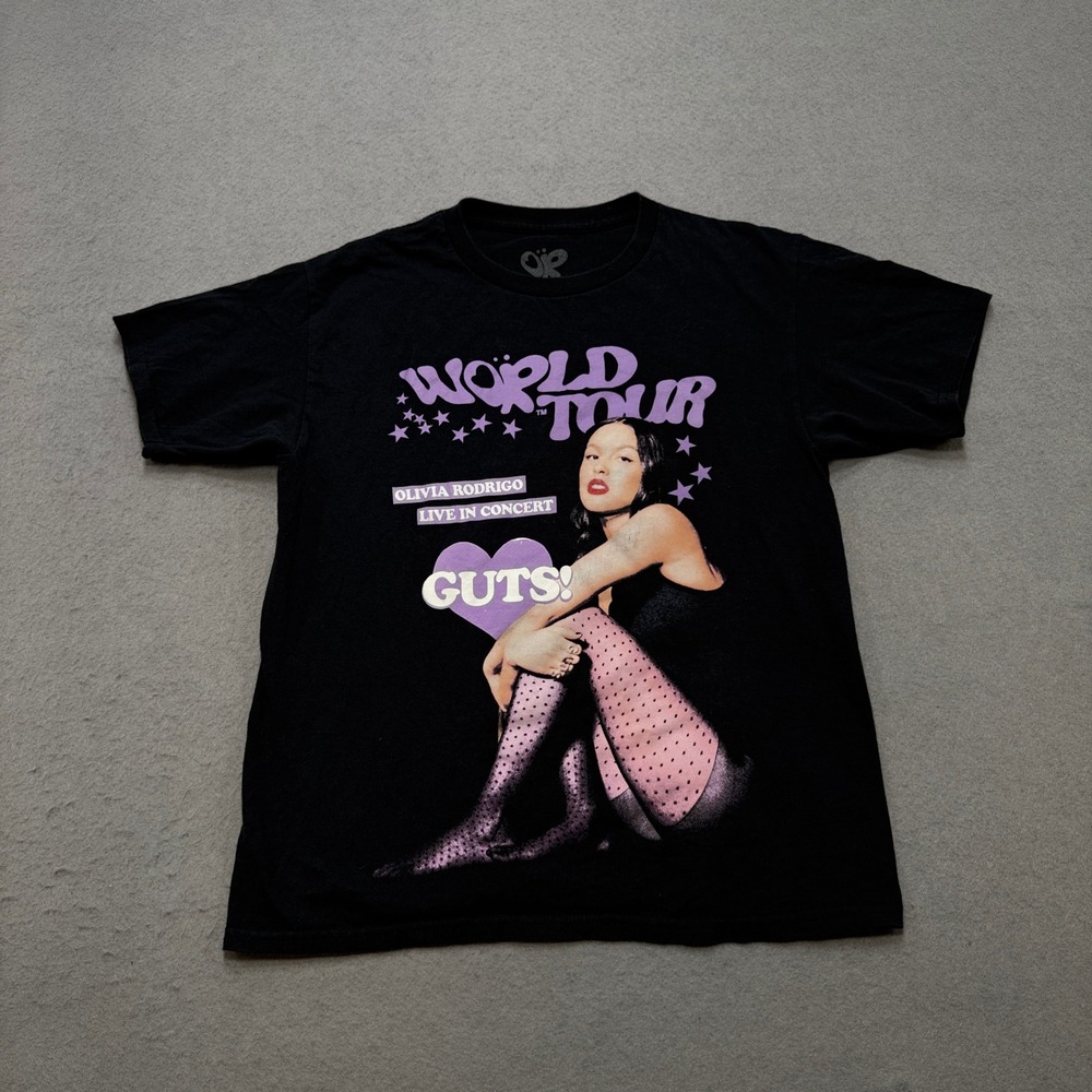 Olivia Rodrigo GUTS World Tour T-Shirt Women's XS Black Concert Merch Graphic